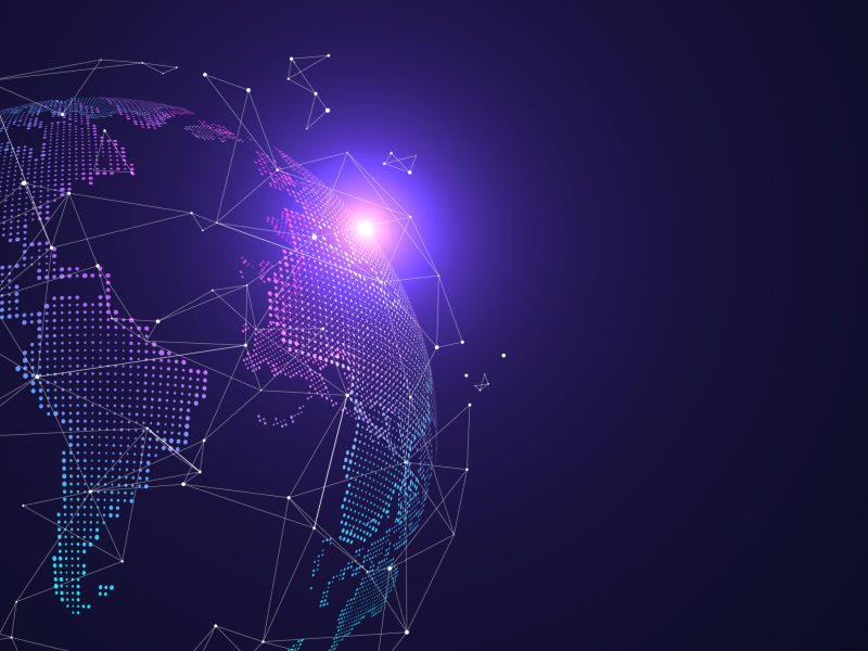 3D earth graphic symbolizing global trade, vector illustration.